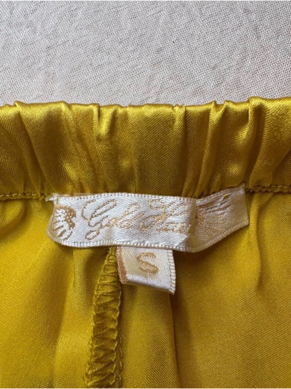 Gold Hawk Silk Lace Trim Lingerie Inspired Shorts Yellow - Size Small - NWOT - Picture 2 of 9